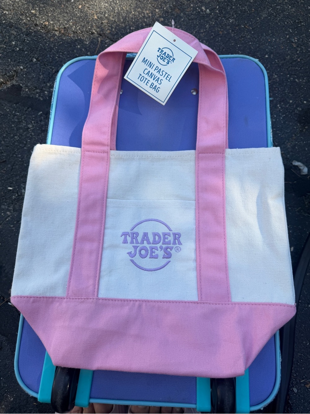 Trader Joe's Pink & Cream Canvas Tote